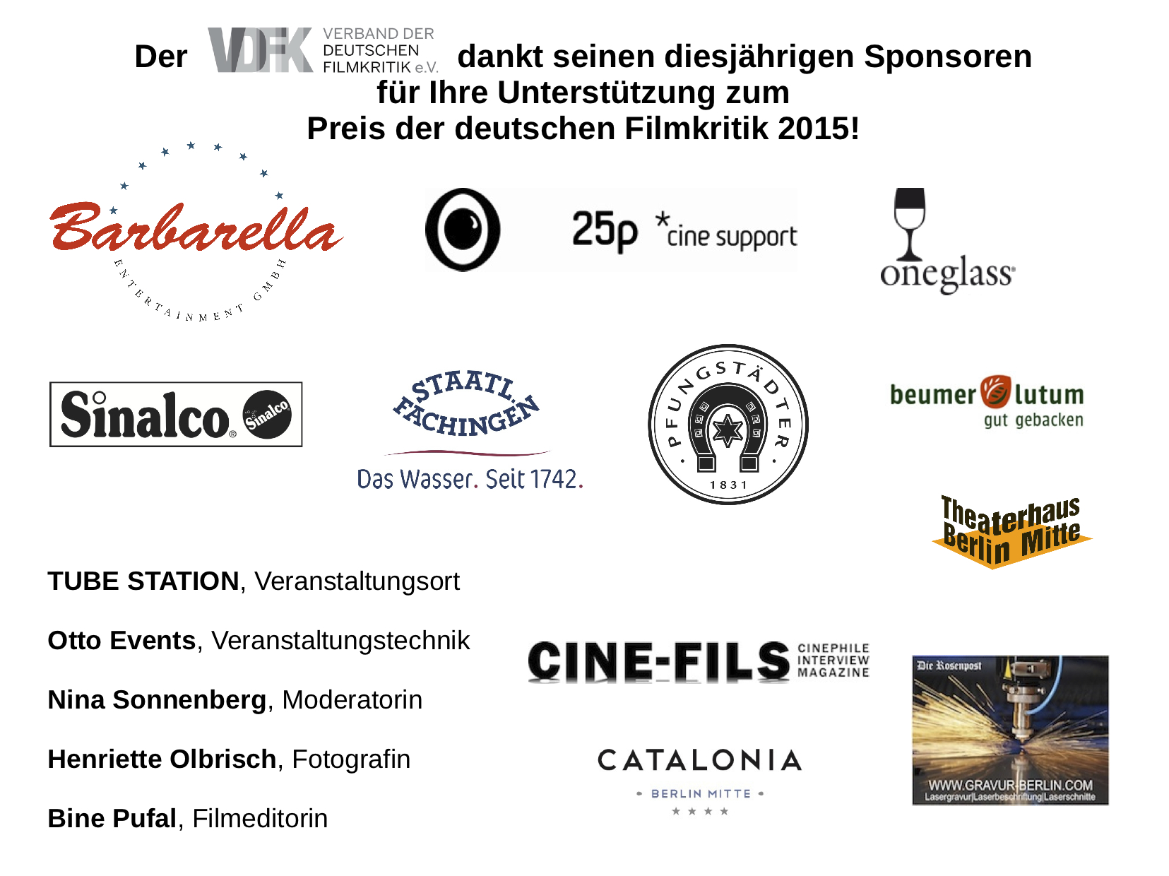 Sponsoren Preis der deutschen Filmkritik 2015